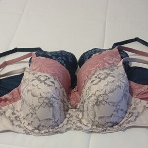 Victoria's Secret Body By Victoria Lace Bra Trio - Pink, Blue, Cream